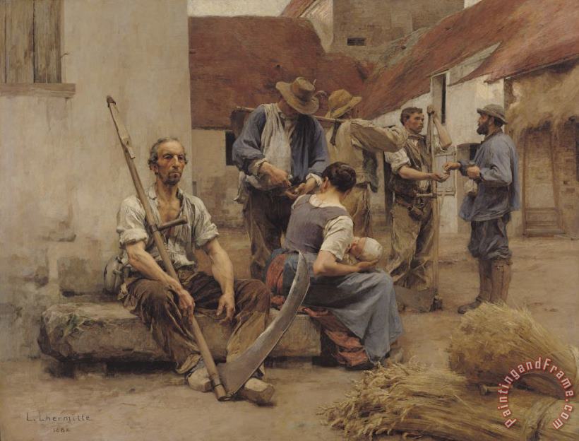 Leon Augustin Lhermitte Paying the Harvesters Art Painting