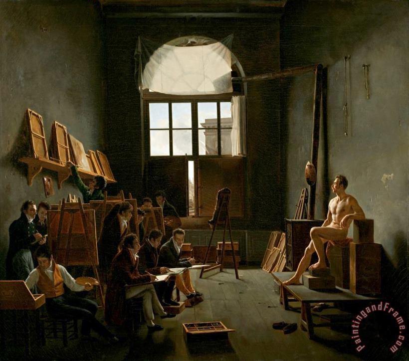 The Studio of Jacques Louis David painting - Leon Mathieu Cochereau The Studio of Jacques Louis David Art Print