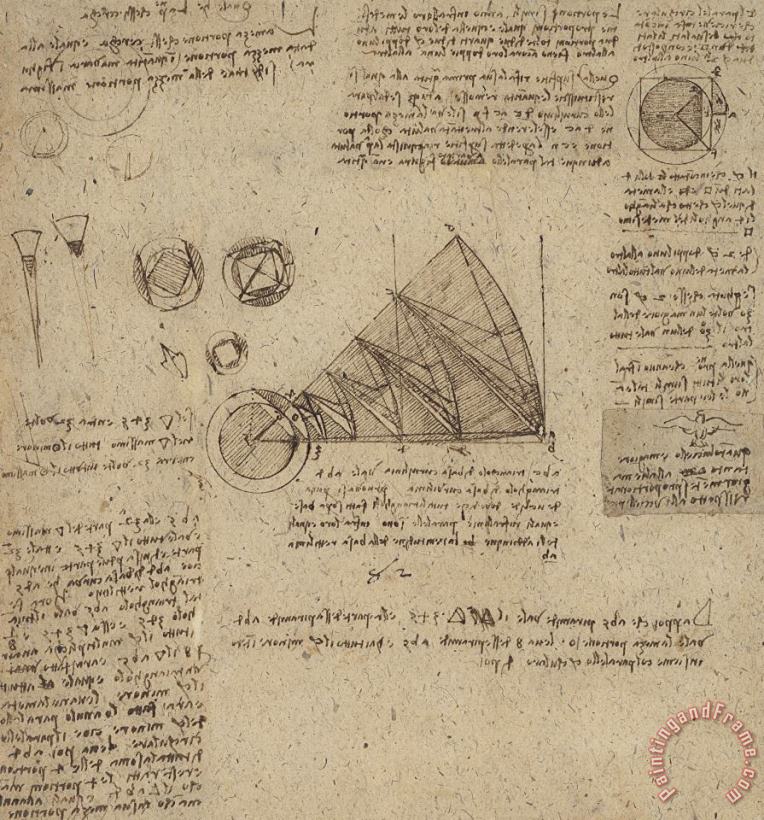 Leonardo da Vinci Alteration Of Annulus Without Changing Its Quantity Below Right Study Of Bird Flight From Atlantic Art Print
