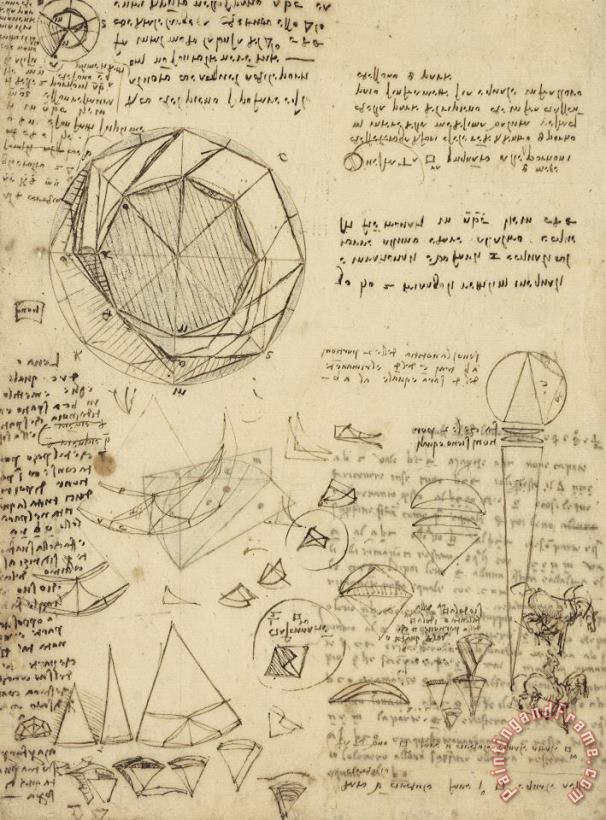 Leonardo da Vinci Decomposition Of Circle Into Bisangles From Atlantic Codex Art Painting
