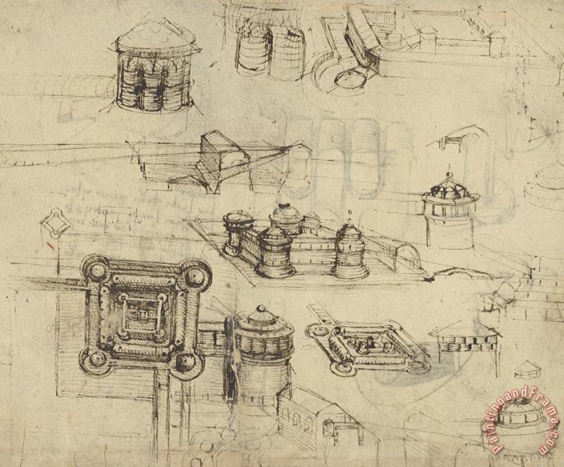 Leonardo da Vinci Fortress From Atlantic Codex Art Print