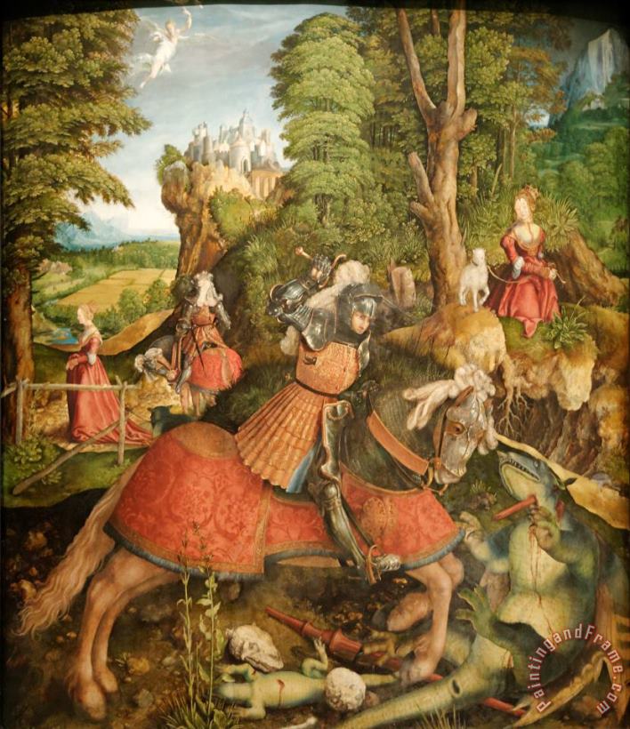 Saint George Killing The Dragon - 1515 painting - Leonhard Beck Saint George Killing The Dragon - 1515 Art Print
