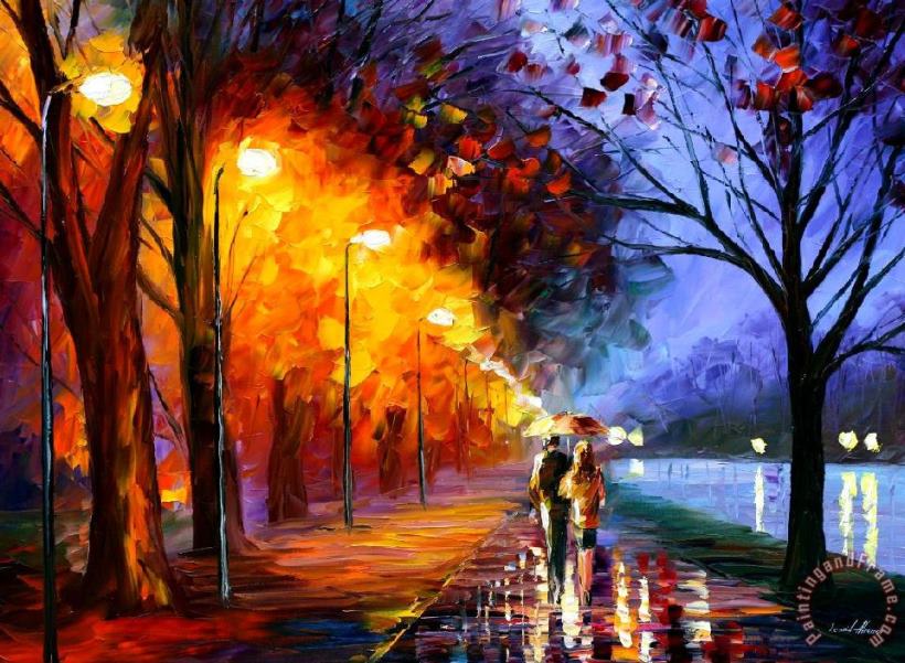 Alley by The Lake painting - Leonid Afremov Alley by The Lake Art Print
