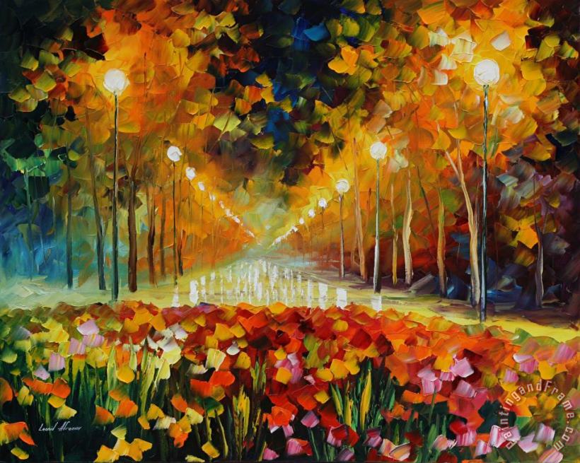 Alley Of Roses painting - Leonid Afremov Alley Of Roses Art Print