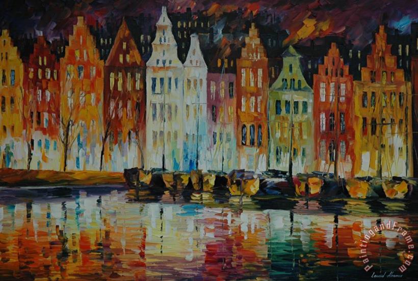 Leonid Afremov Amsterdam's Panorama Art Painting