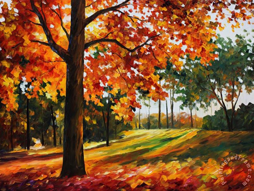 Leonid Afremov Autumn Forest Art Print