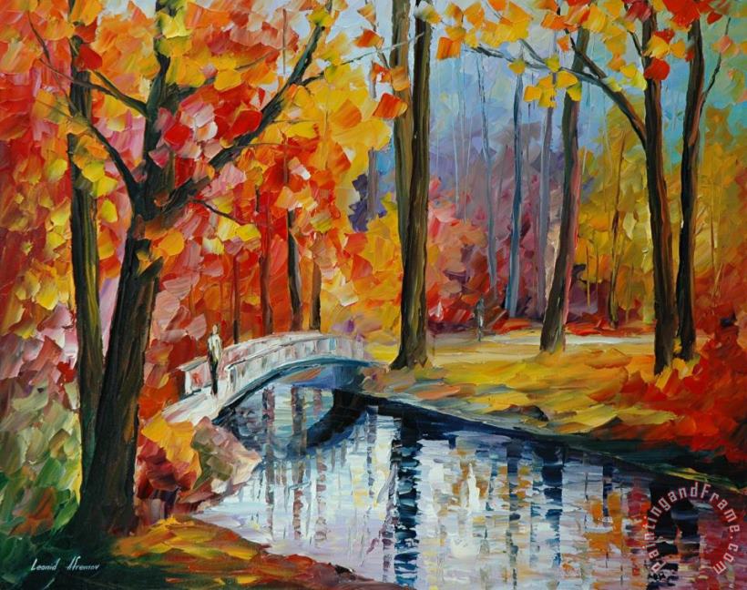 Leonid Afremov Autumn Stream Art Painting