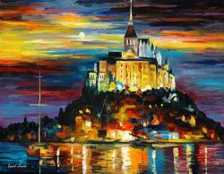 Leonid Afremov Castle Above The Harbor