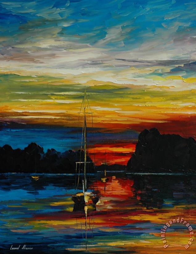 Drowned Sunset painting - Leonid Afremov Drowned Sunset Art Print