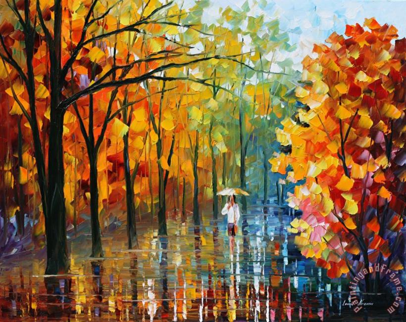 Fall Alley painting - Leonid Afremov Fall Alley Art Print