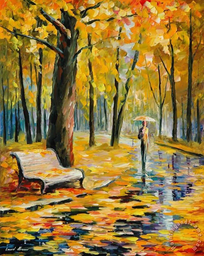 Fall Rain painting - Leonid Afremov Fall Rain Art Print
