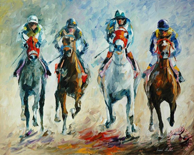 Horse Racing painting - Leonid Afremov Horse Racing Art Print