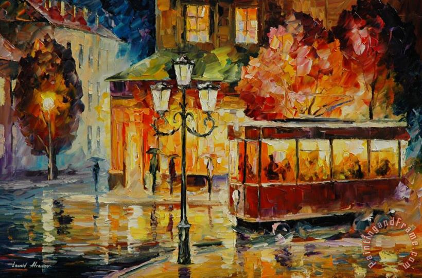 Leonid Afremov Last Trolley Art Painting