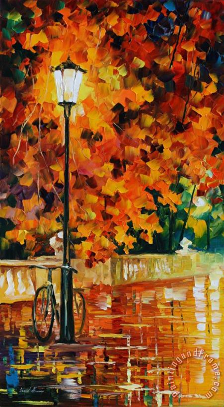 Leonid Afremov Lonely Bicycle Art Painting