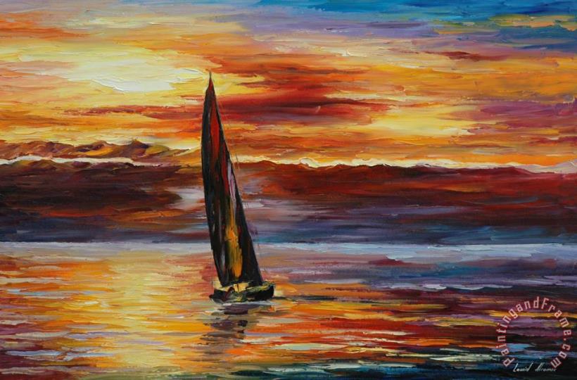 Lonely Sail painting - Leonid Afremov Lonely Sail Art Print