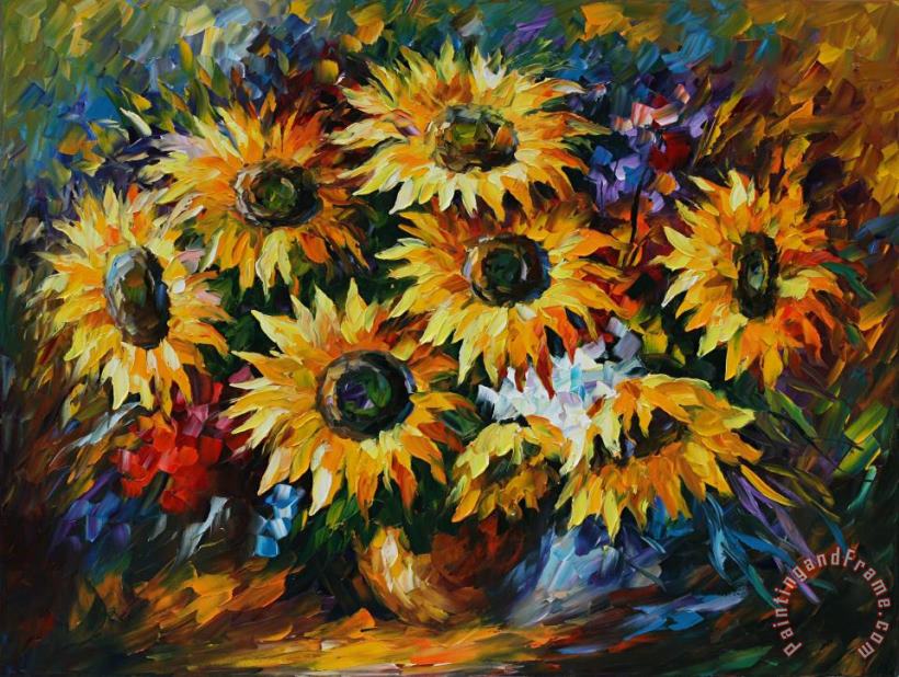 Leonid Afremov Magical Sunflowers Art Print