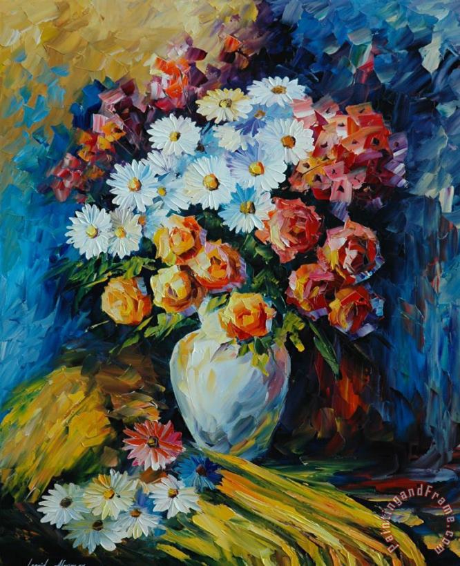 Night Bouquet painting - Leonid Afremov Night Bouquet Art Print