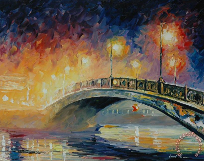 Over The Bridge painting - Leonid Afremov Over The Bridge Art Print