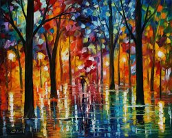 Leonid Afremov - Rain Of Fire painting