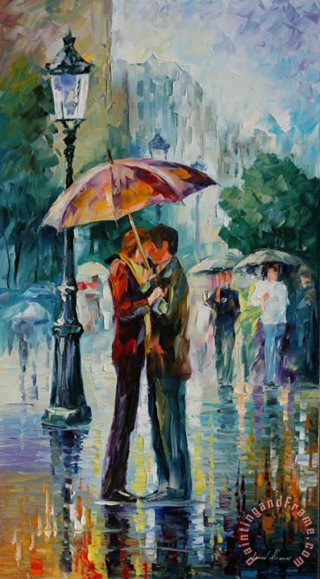 Rainy Kiss painting - Leonid Afremov Rainy Kiss Art Print