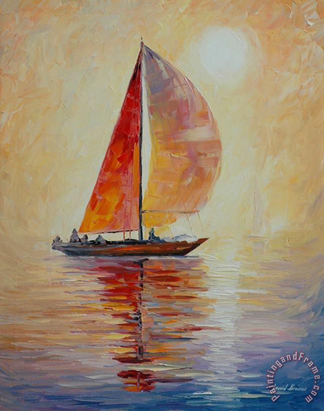 Leonid Afremov Red Sail Art Print