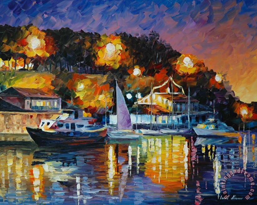 River Wharf painting - Leonid Afremov River Wharf Art Print