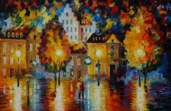 Leonid Afremov Romantic Amsterdam