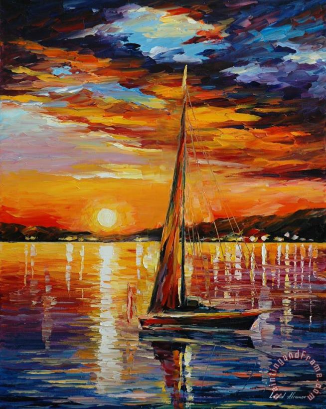 Sail In Sunset painting - Leonid Afremov Sail In Sunset Art Print