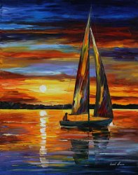 Leonid Afremov Sailing By The Shore