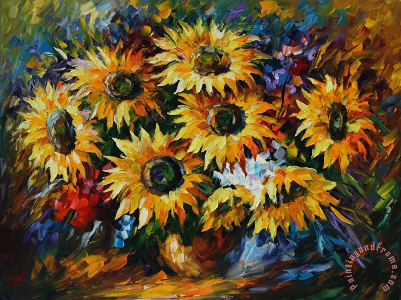 Leonid Afremov Sunflowers Arrangement Art Painting