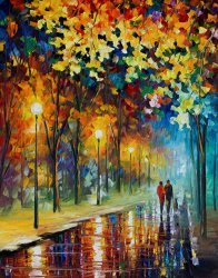 Leonid Afremov - The Warmth Of Friends painting