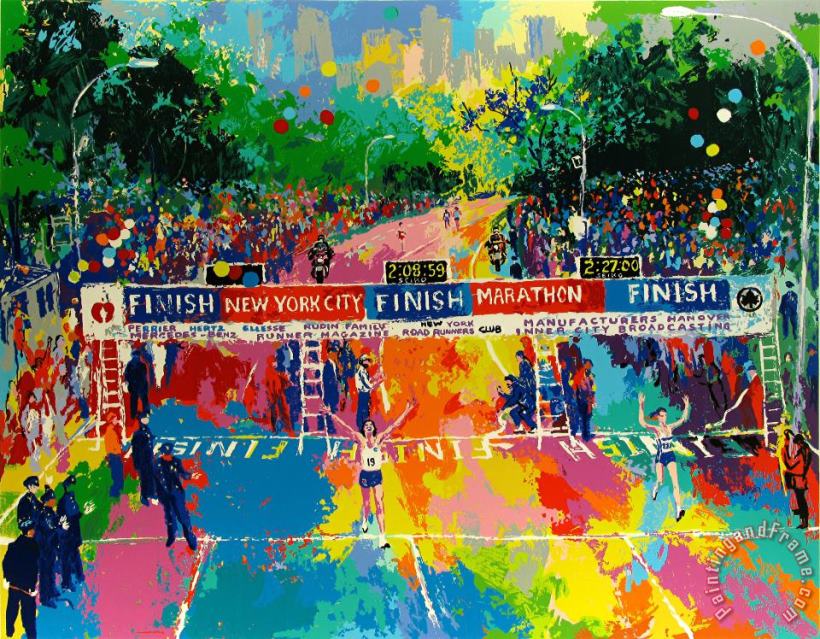 Leroy Neiman Classic Marathon Finish Art Painting