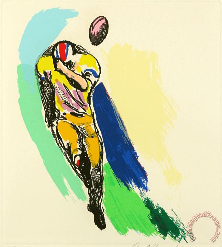 Kicker painting - Leroy Neiman Kicker Art Print
