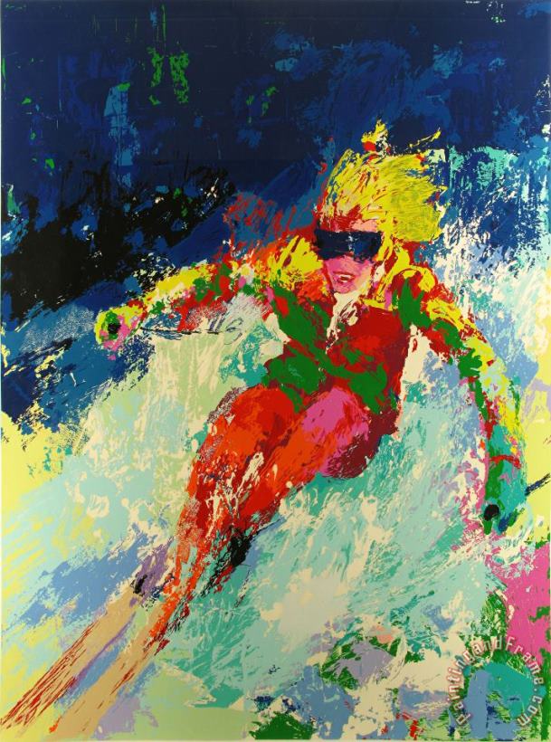 Leroy Neiman Lady Skier Art Painting