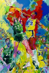 Leroy Neiman Magic Johnson & Larry Bird Lakers Vs Celtics