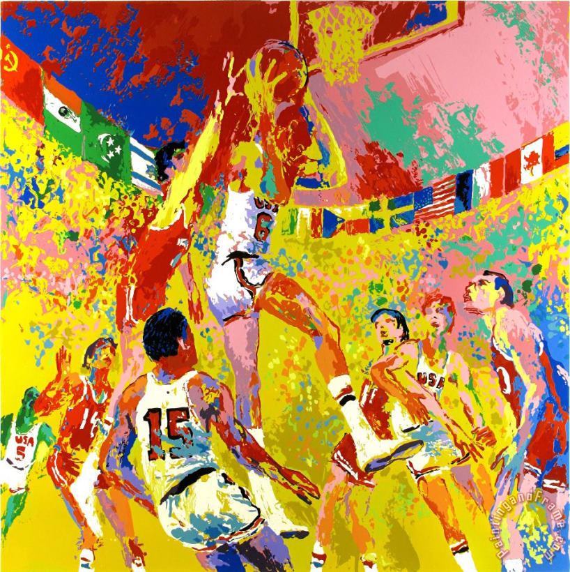 Leroy Neiman Olympic Basketball Art Painting