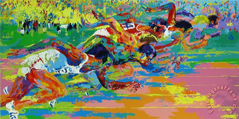 Olympic Track painting - Leroy Neiman Olympic Track Art Print
