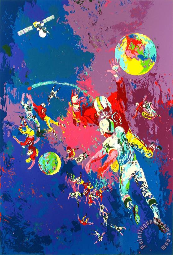 Leroy Neiman Satellite Football Art Painting