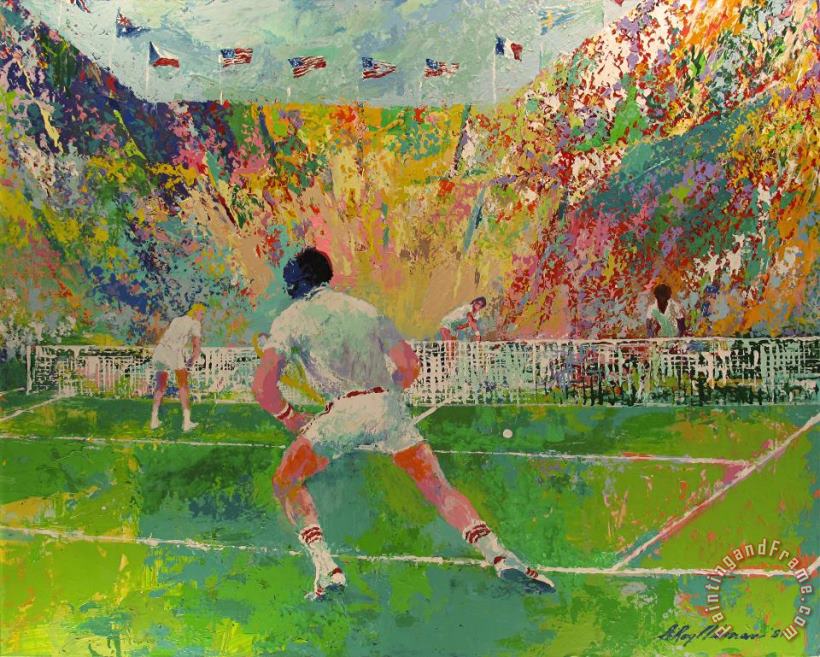 Leroy Neiman Stadium Tennis Art Painting
