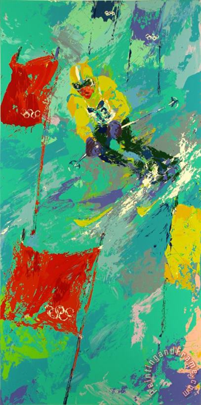 Winter Olympic Skiing, Lake Placid, 1980 painting - Leroy Neiman Winter Olympic Skiing, Lake Placid, 1980 Art Print