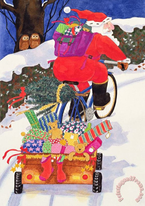 Linda Benton Santas Bike Art Painting