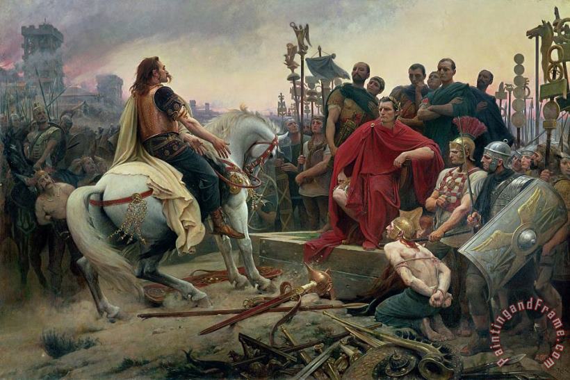 Vercingetorix throws down his arms at the feet of Julius Caesar painting - Lionel Noel Royer Vercingetorix throws down his arms at the feet of Julius Caesar Art Print