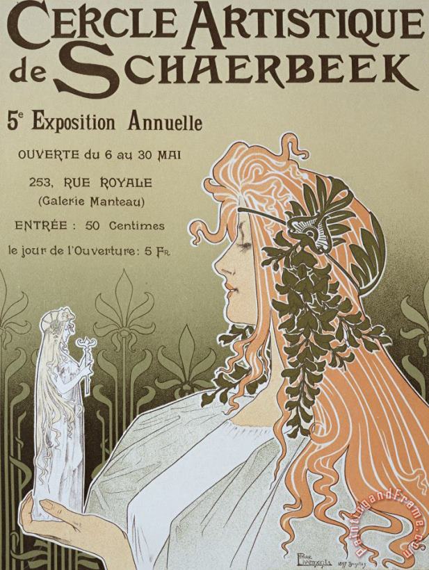 Livemont Reproduction Of A Poster Advertising 'schaerbeek's Artistic Circle Art Painting