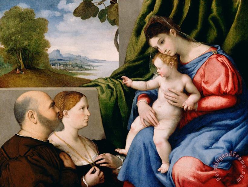 Lorenzo Lotto Madonna And Child With Two Donors Art Print