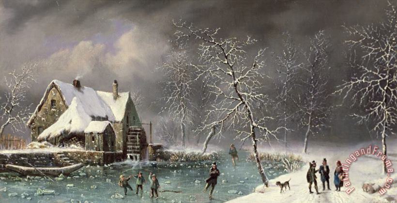 Louis Claude Mallebranche Winter Scene Art Painting