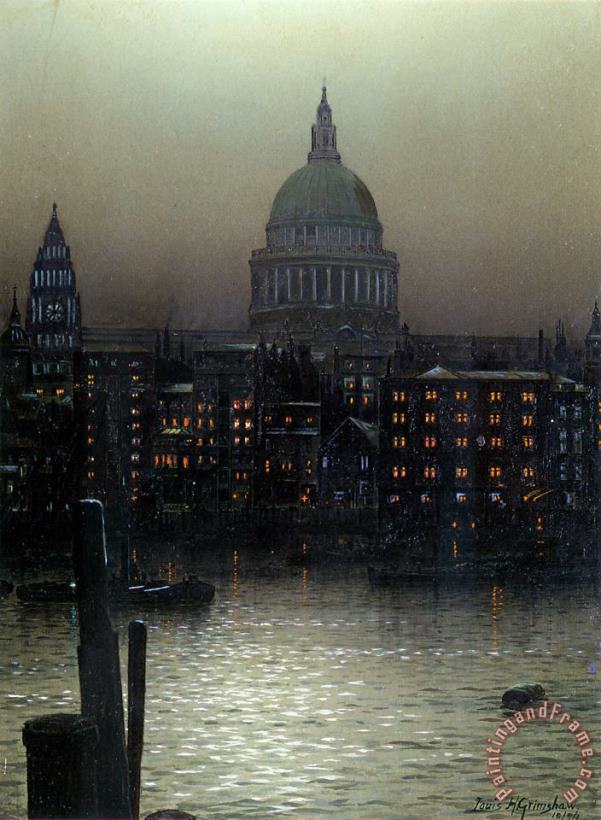 St. Paul's Cathedral From Bankside painting - Louis H. Grimshaw St. Paul's Cathedral From Bankside Art Print