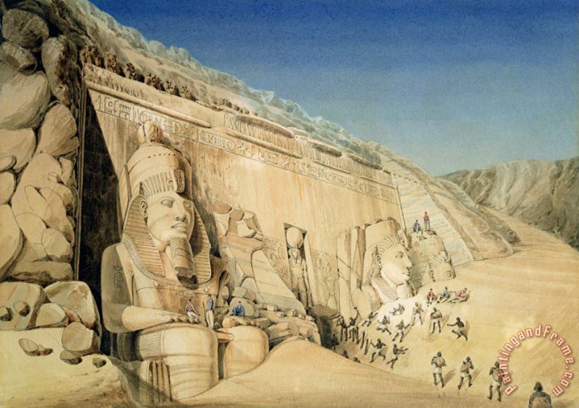 The Excavation Of The Great Temple Of Ramesses II painting - Louis MA Linant de Bellefonds The Excavation Of The Great Temple Of Ramesses II Art Print
