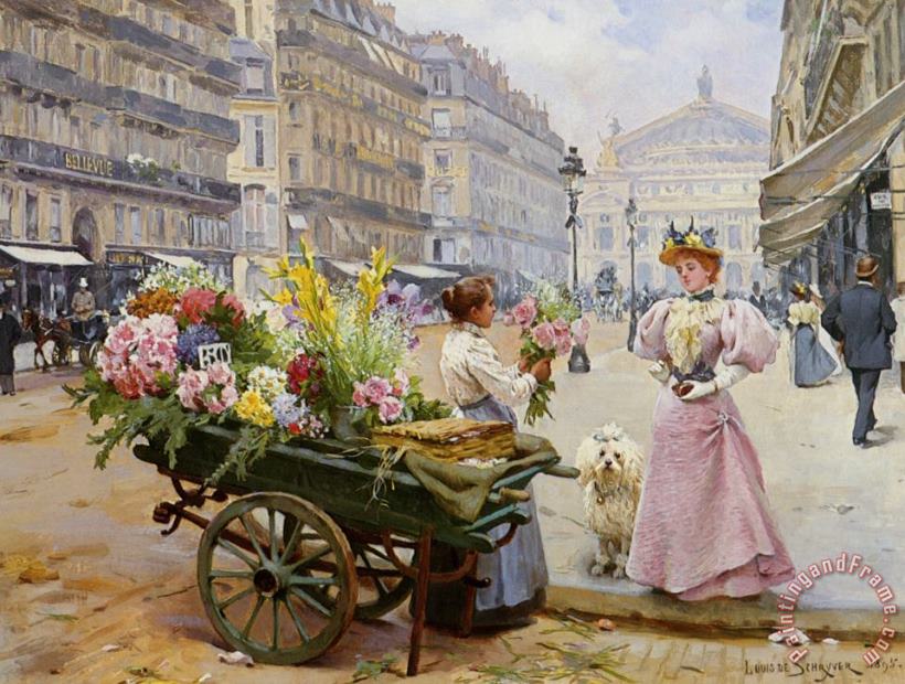 Louis Marie De Schryver Marie De La Marchande Des Fleures Art Painting