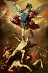 Luca Giordano - Archangel Michael overthrows the rebel angel painting