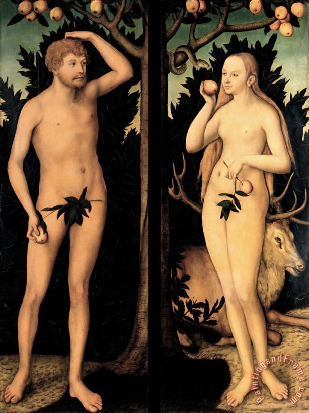 Adam And Eve in The Garden of Eden painting - Lucas Cranach The Younger Adam And Eve in The Garden of Eden Art Print